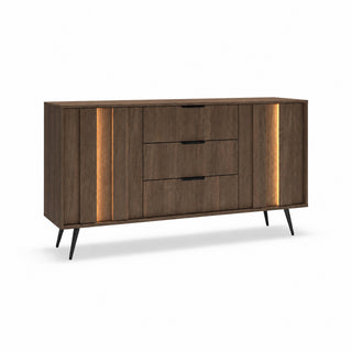 LUMA OAK MEDIUM Komoda z trzema szufladami i LED — zdjęcie 4