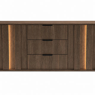 LUMA OAK MEDIUM Komoda z trzema szufladami i LED — zdjęcie 5
