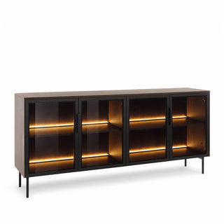 SOLA OAK MEDIUM Witryna niska czterodrzwiowa Dąb Dunin LED — zdjęcie 1