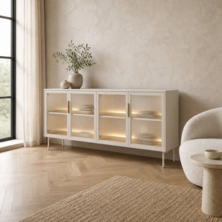 SOLA WHITE MEDIUM niska witryna kaszmirowa z LED — zdjęcie 2