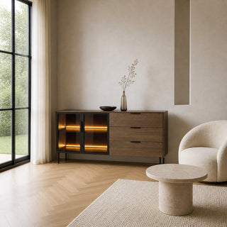 LUMA OAK Witryna niska z 3 szufladami Dąb Dunin — zdjęcie 2