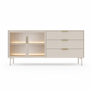 LUMA WHITE komoda-witryna kaszmirowa z LED 181 cm — zdjęcie 3