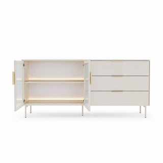 LUMA WHITE komoda-witryna kaszmirowa z LED 181 cm — zdjęcie 4