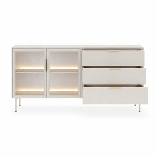 LUMA WHITE komoda-witryna kaszmirowa z LED 181 cm — zdjęcie 5