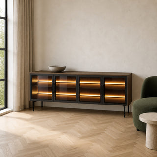 LUMA LONG OAK niska witryna z LED 181,3 cm — zdjęcie 2